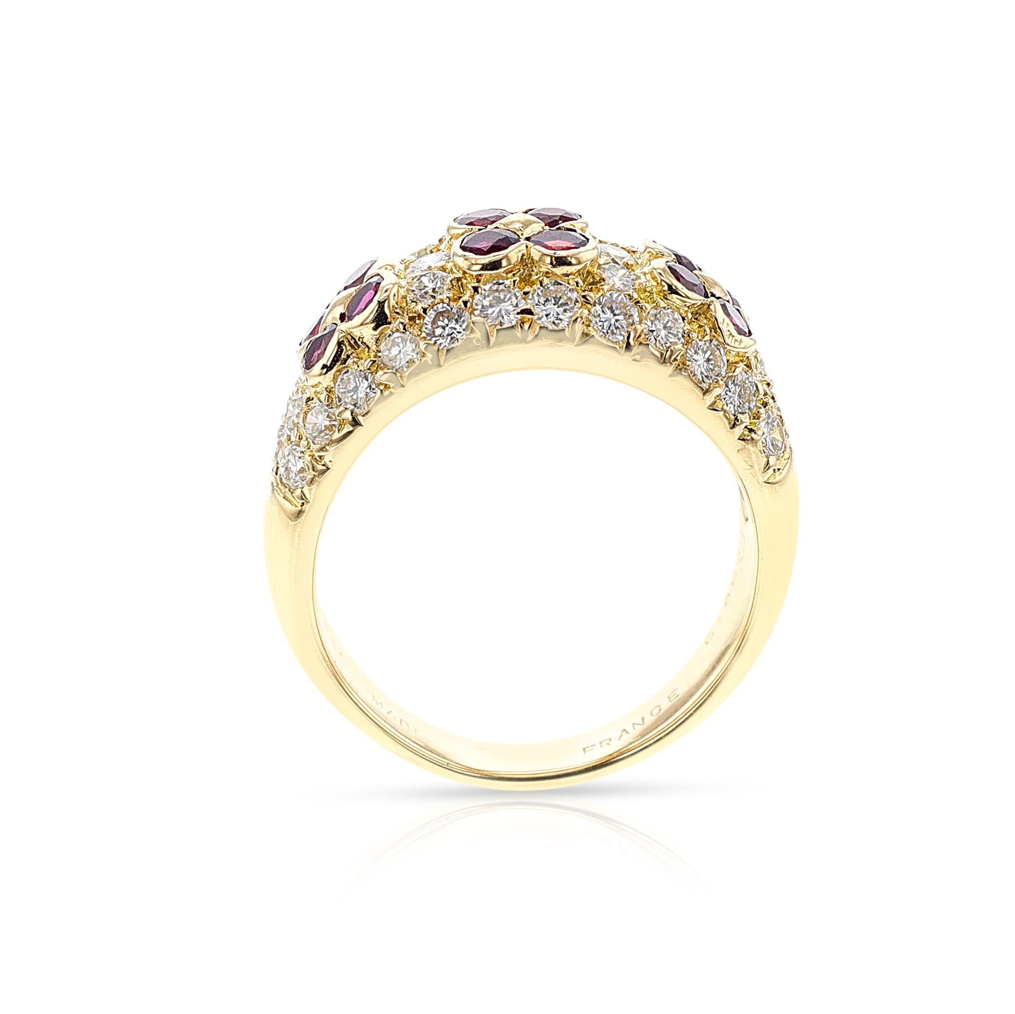 Van Cleef & Arpels Rubin- und Diamantring aus 18 Karat Gelbgold für Damen oder Herren