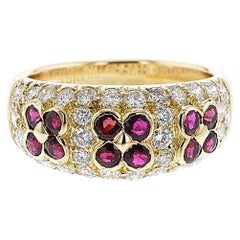 Van Cleef & Arpels Rubin- und Diamantring aus 18 Karat Gelbgold