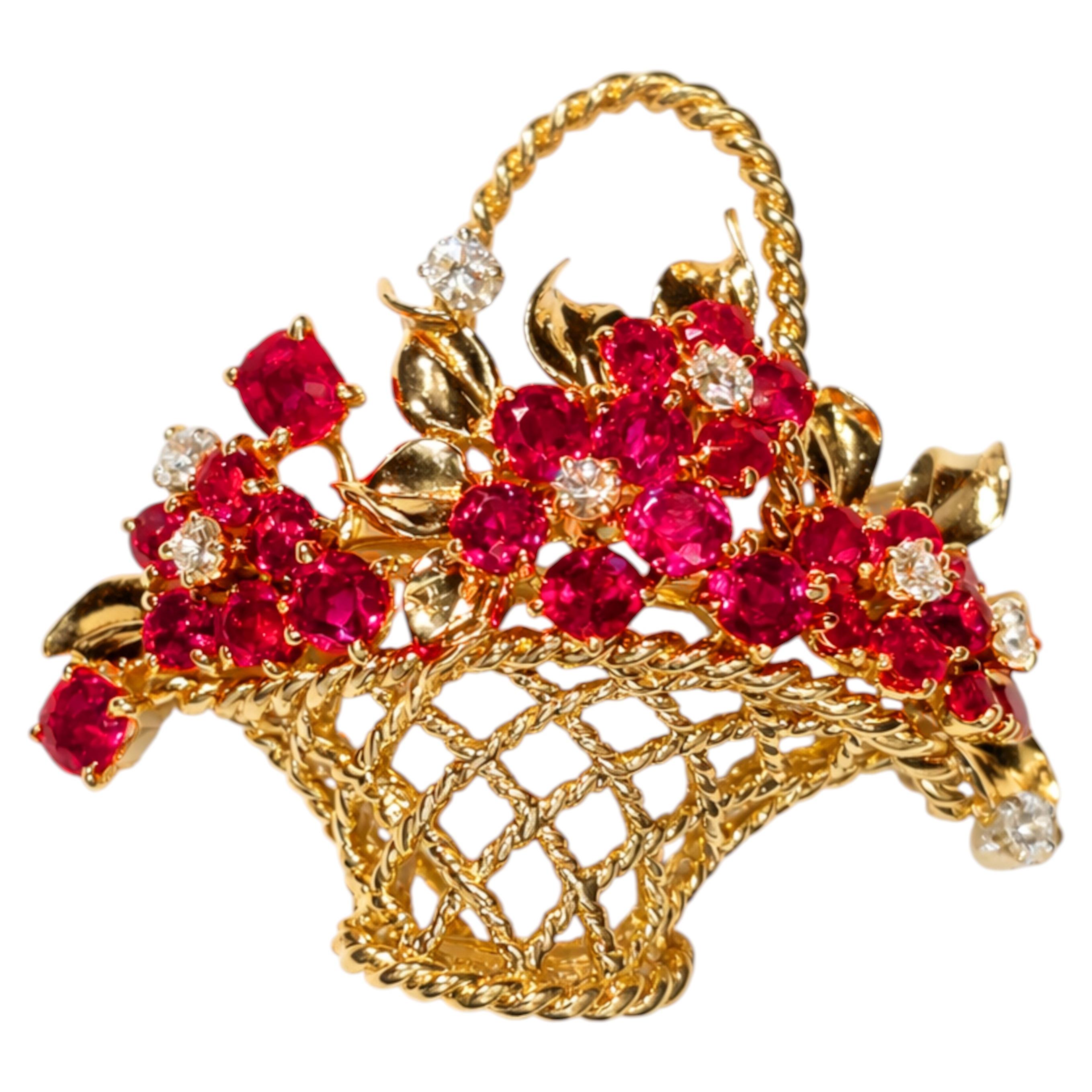 Van Cleef & Arpels Broche en rubis et diamants