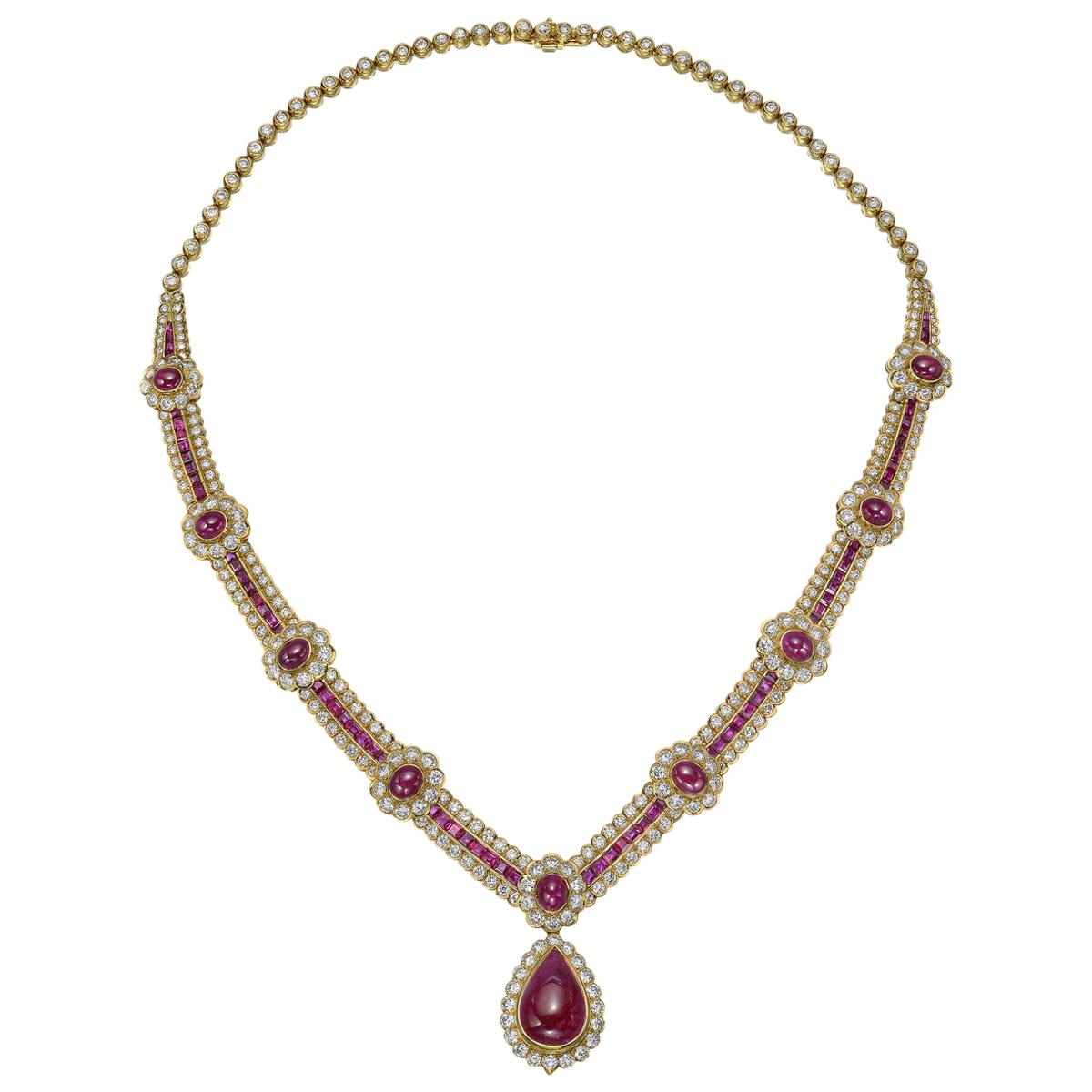 Van Cleef & Arpels Ruby and Diamond Centerpiece Necklace