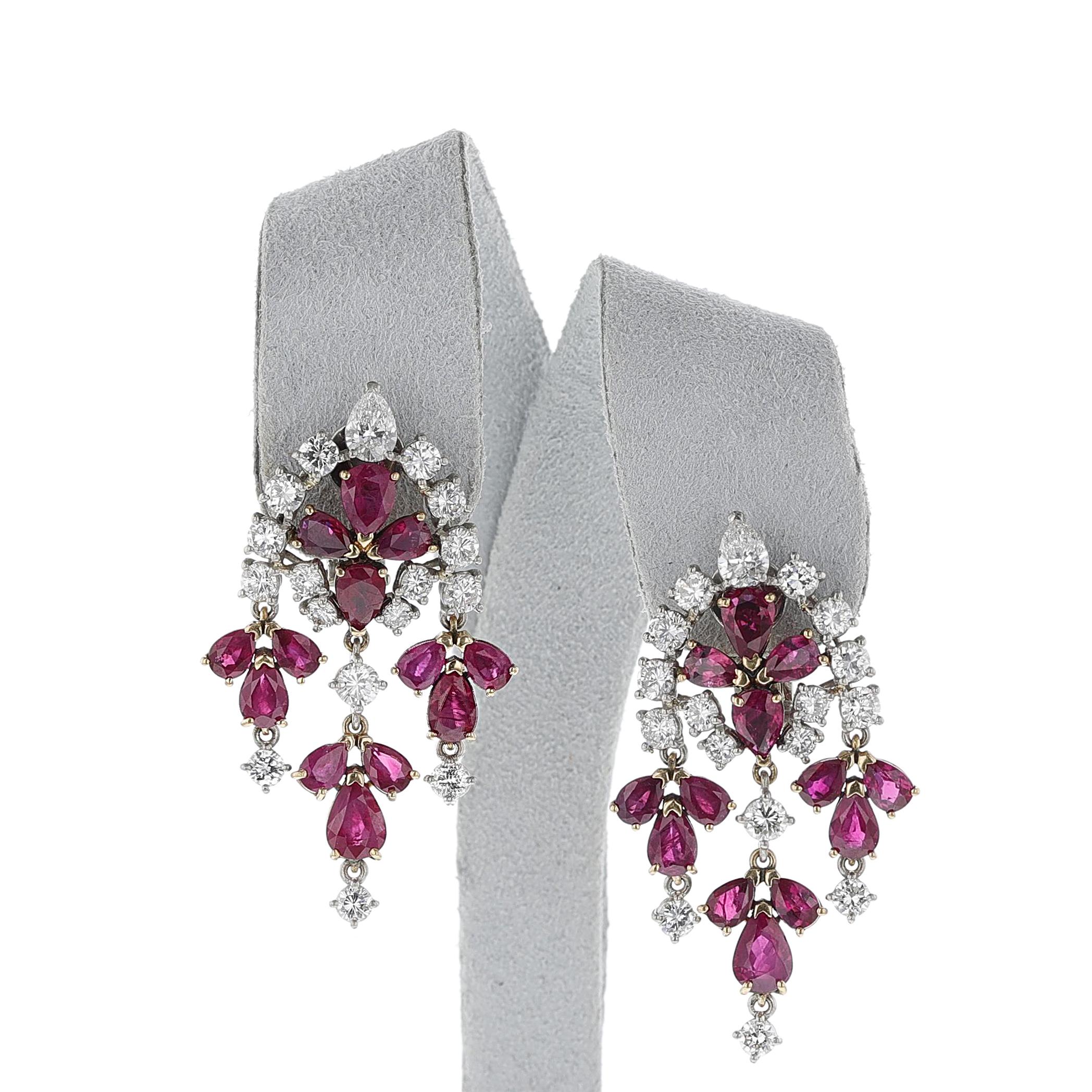 Women's or Men's Van Cleef & Arpels Ruby and Diamond Chandelier Earrings, 18k For Sale