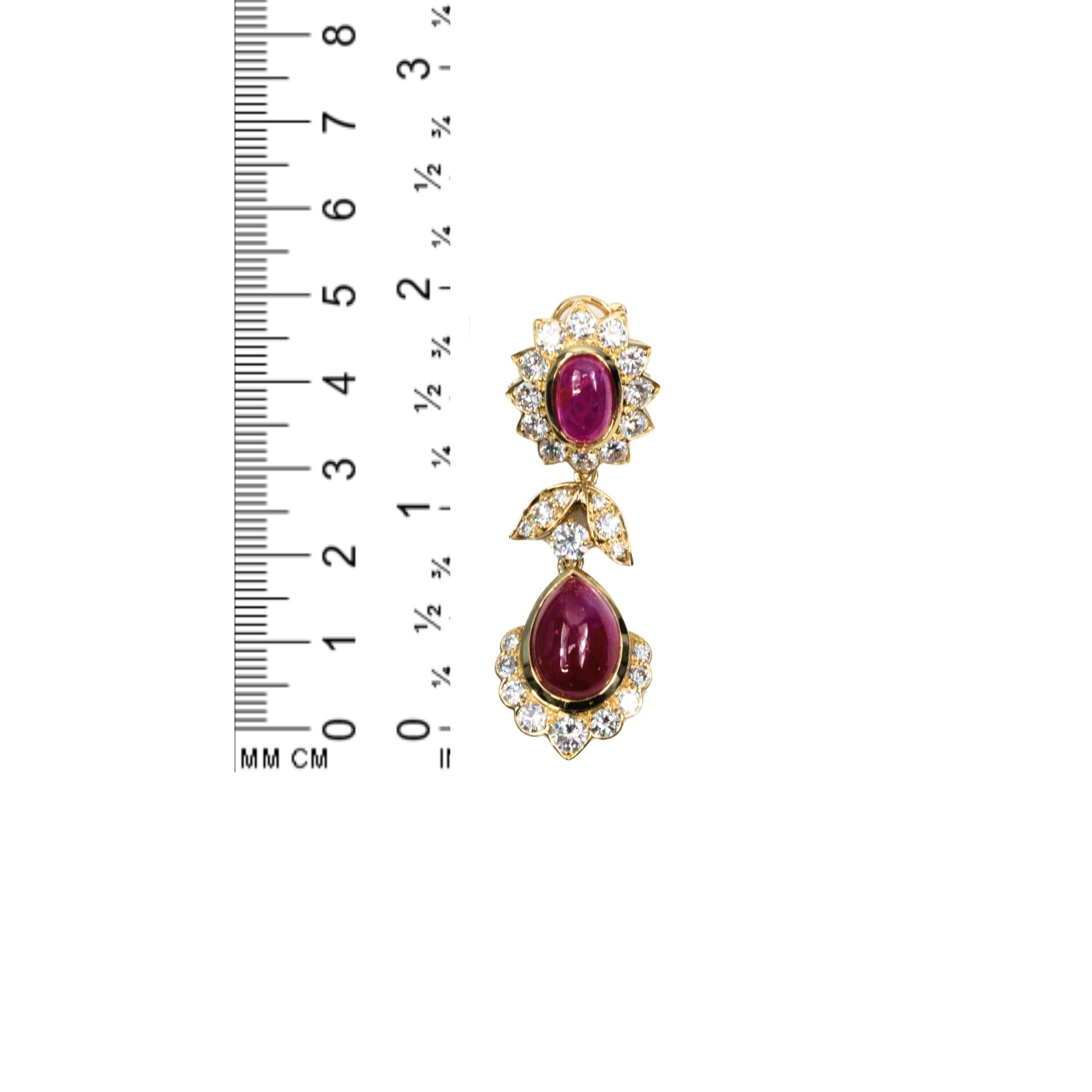 Rétro Orecchini a goccia con rubino e diamanti Van Cleef & Arpels in vendita