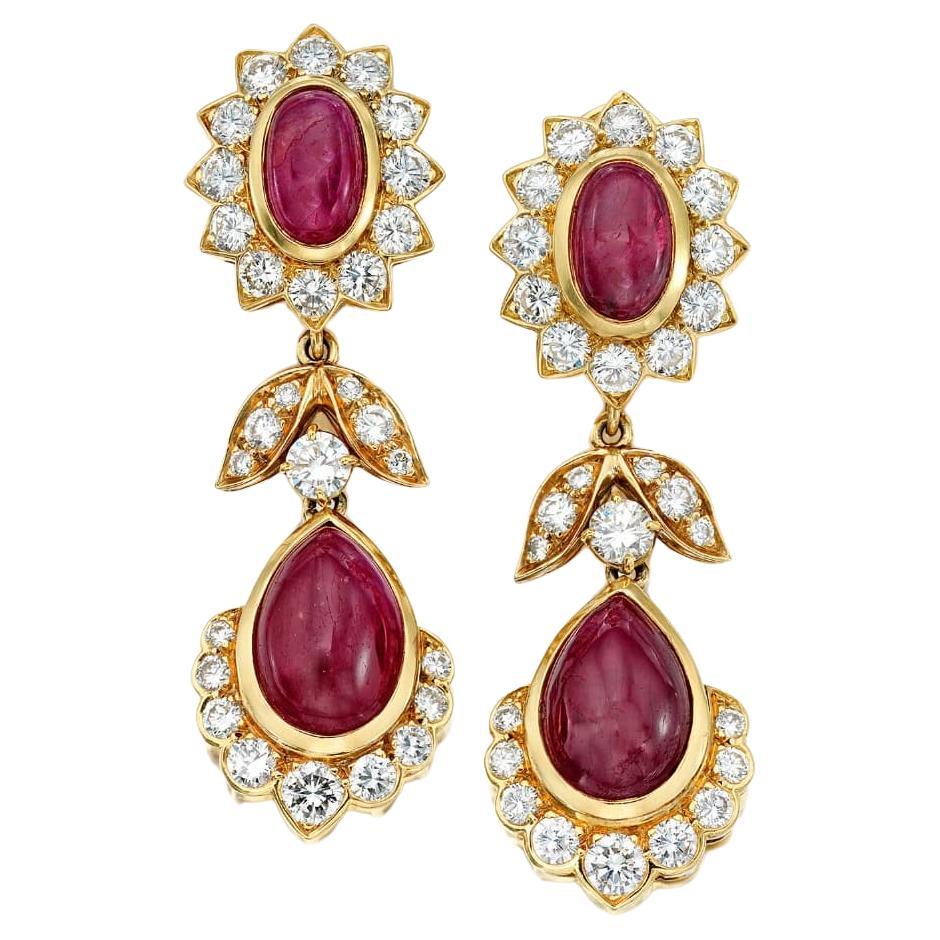 Van Cleef & Arpels Ruby and Diamond Drop Earrings