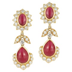 Van Cleef & Arpels Ruby and Diamond Drop Earrings