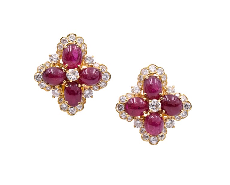 Van Cleef & Arpels Ruby and Diamond Ear Clips For Sale 5