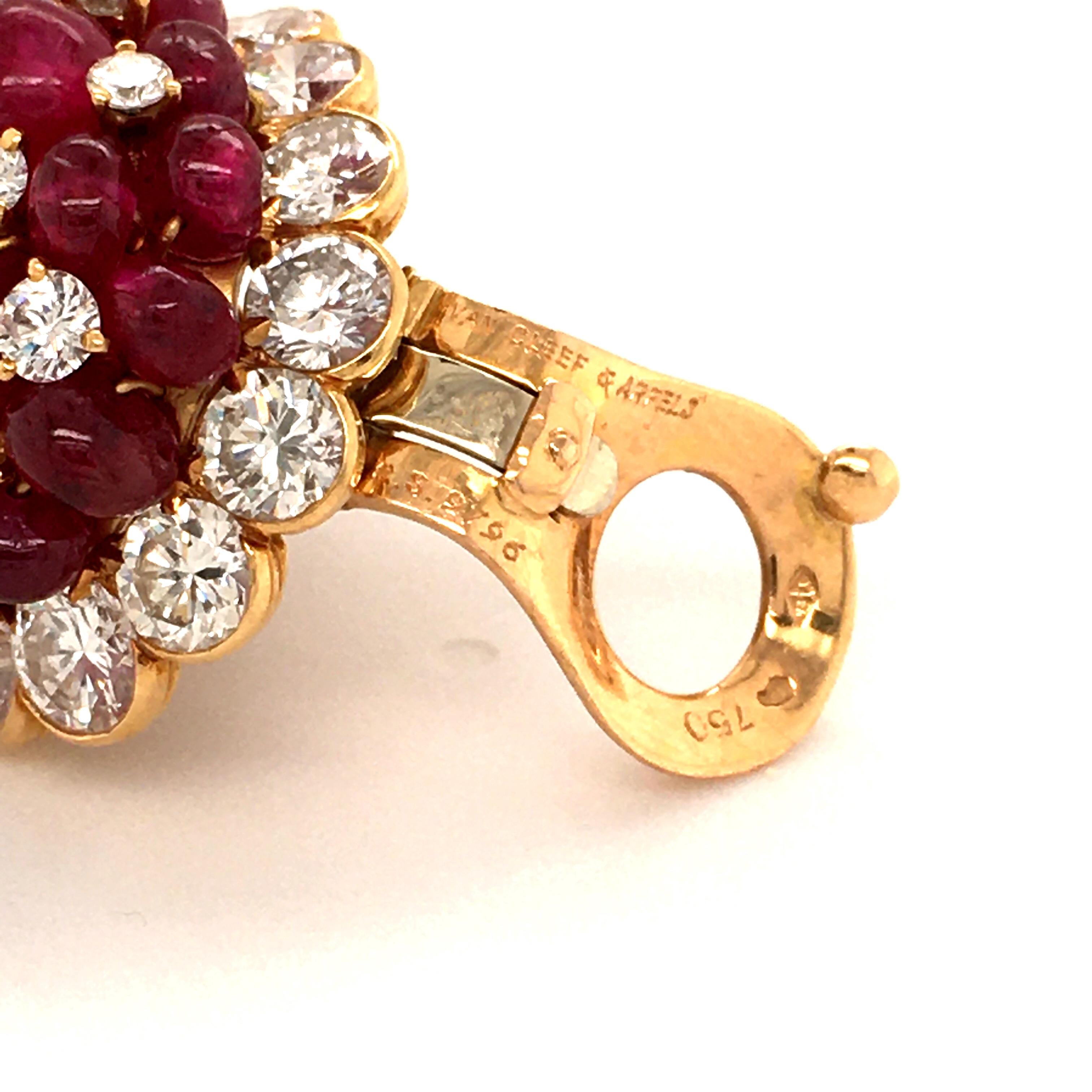 Van Cleef & Arpels Ruby and Diamond Ear Clips in Yellow Gold 750 1