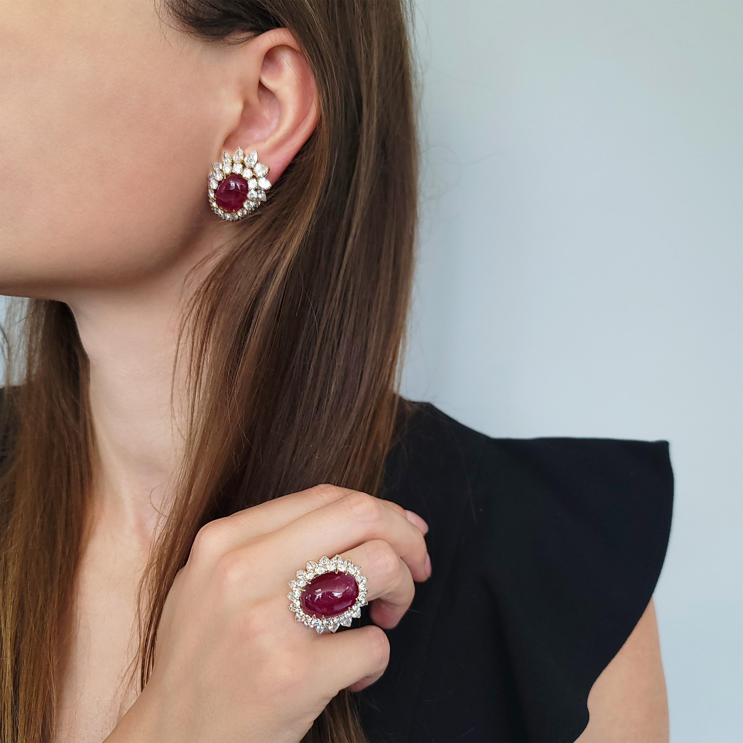 Artist Van Cleef & Arpels Ruby and Diamond Earrings and Ring