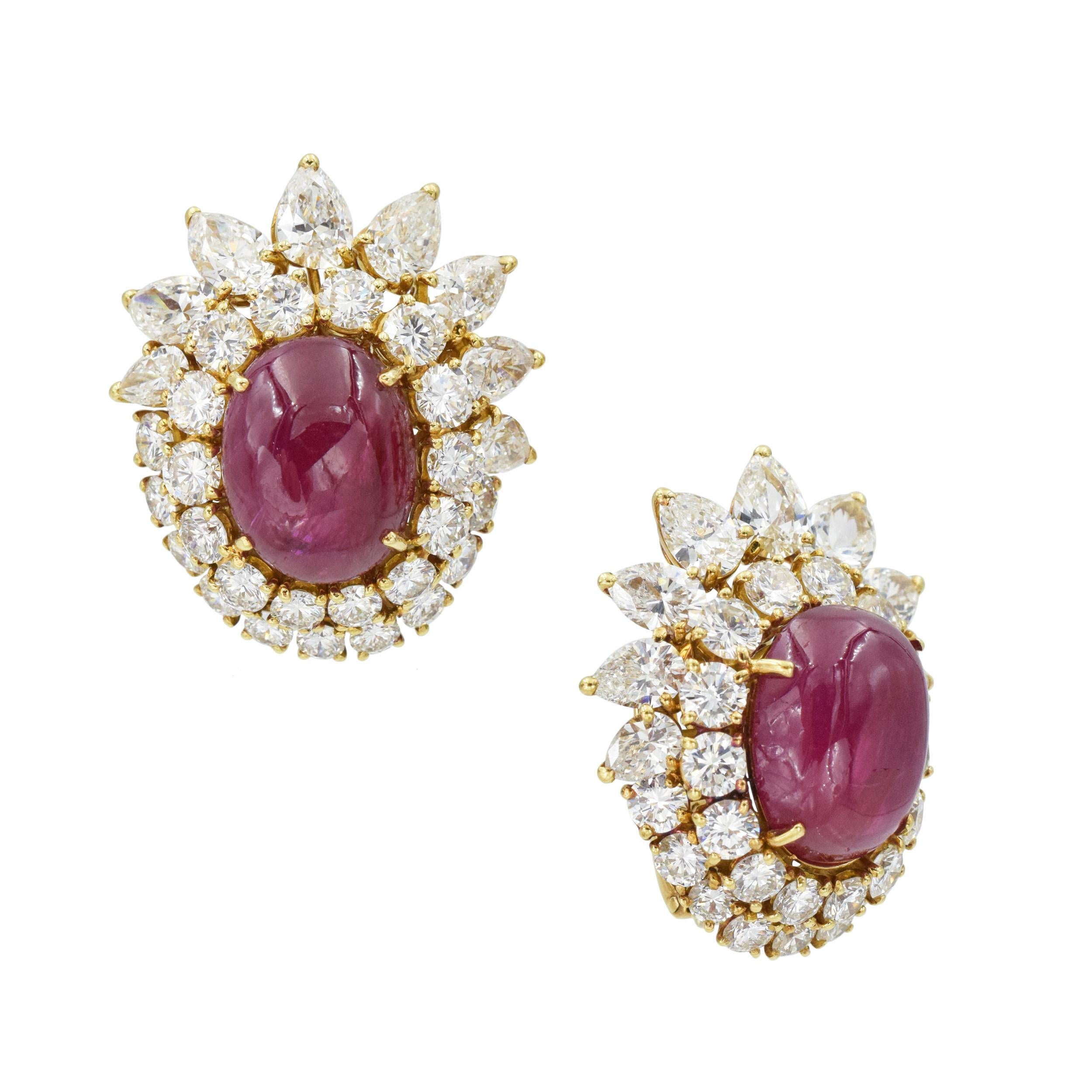 Oval Cut Van Cleef & Arpels Ruby and Diamond Earrings and Ring
