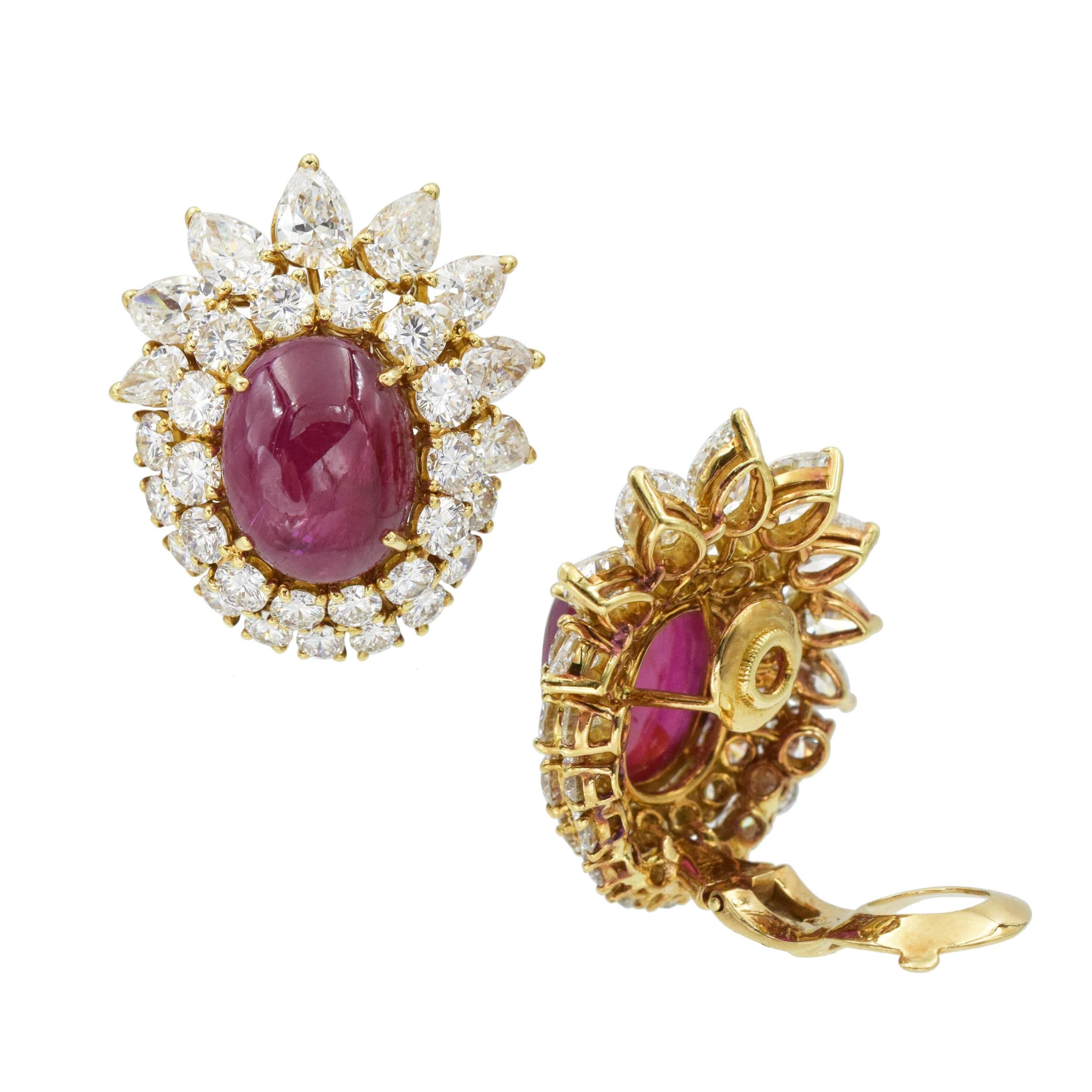 Van Cleef & Arpels Ruby and Diamond Earrings and Ring In Excellent Condition In New York, NY