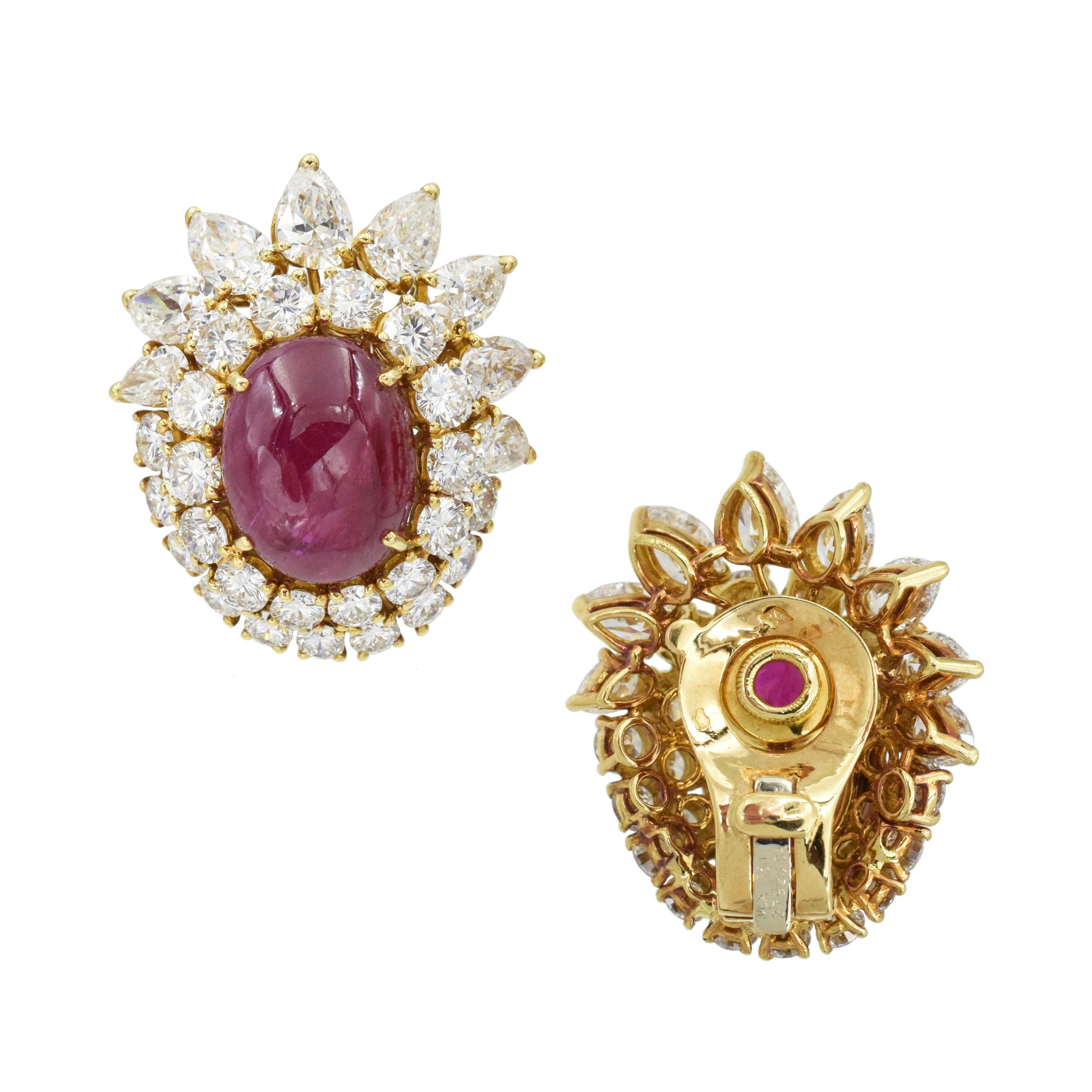 Women's Van Cleef & Arpels Ruby and Diamond Earrings and Ring