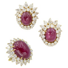 Van Cleef & Arpels Ruby and Diamond Earrings and Ring