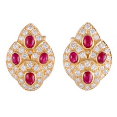 Van Cleef & Arpels Ruby and Diamond Gold Earrings