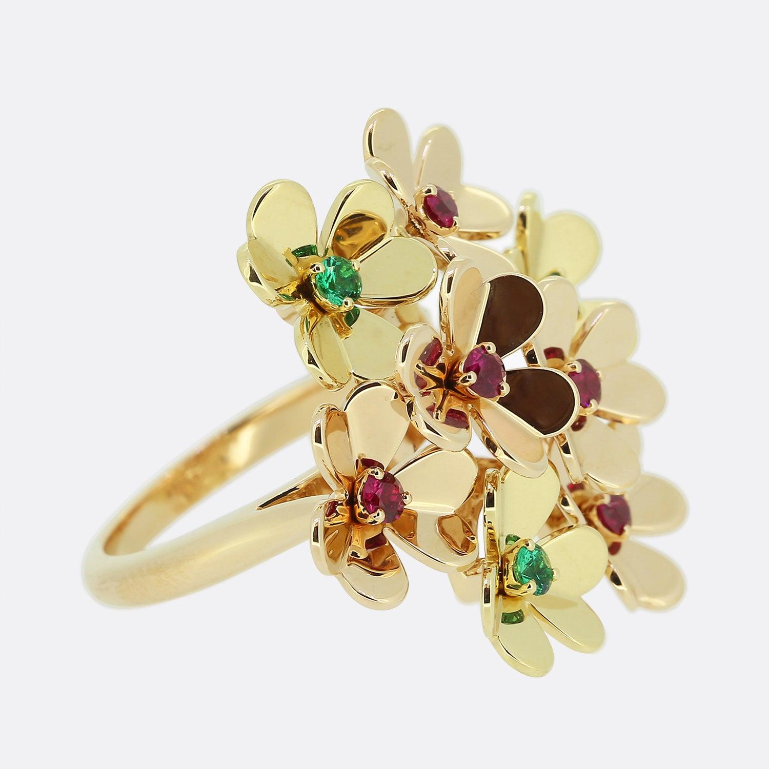 Anillo Frivole de Rubí y Esmeralda Van Cleef & Arpels Corte redondo