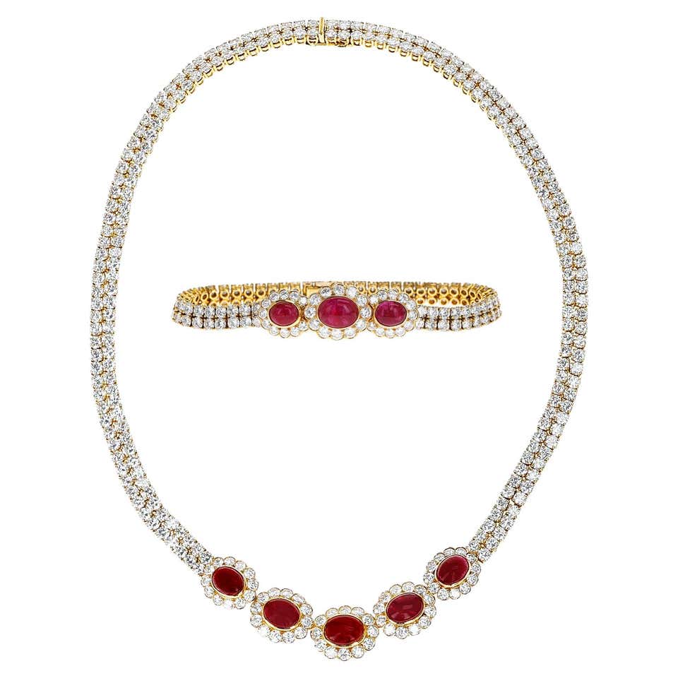 Van Cleef and Arpels Cabochon Ruby, Emerald, Sapphire and Diamond ...