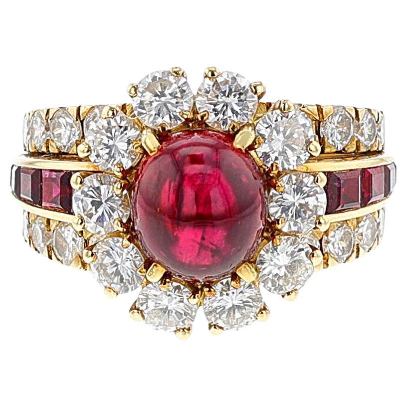 Van Cleef & Arpels Ruby Cabochon and Diamond Ring, 18k