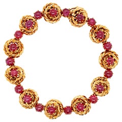 Van Cleef & Arpels Ruby Cabochon Bracelet, France