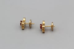 Van Cleef & Arpels Ruby Diamond 18k Yellow Gold Butterfly Stud Earrings