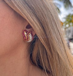 Van Cleef & Arpels Rubin-Diamant-Blumen-Feuilles-Ohrringe
