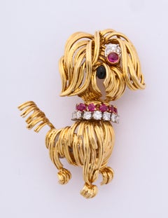 Van Cleef & Arpels Ruby Diamond Gold Dog Pin