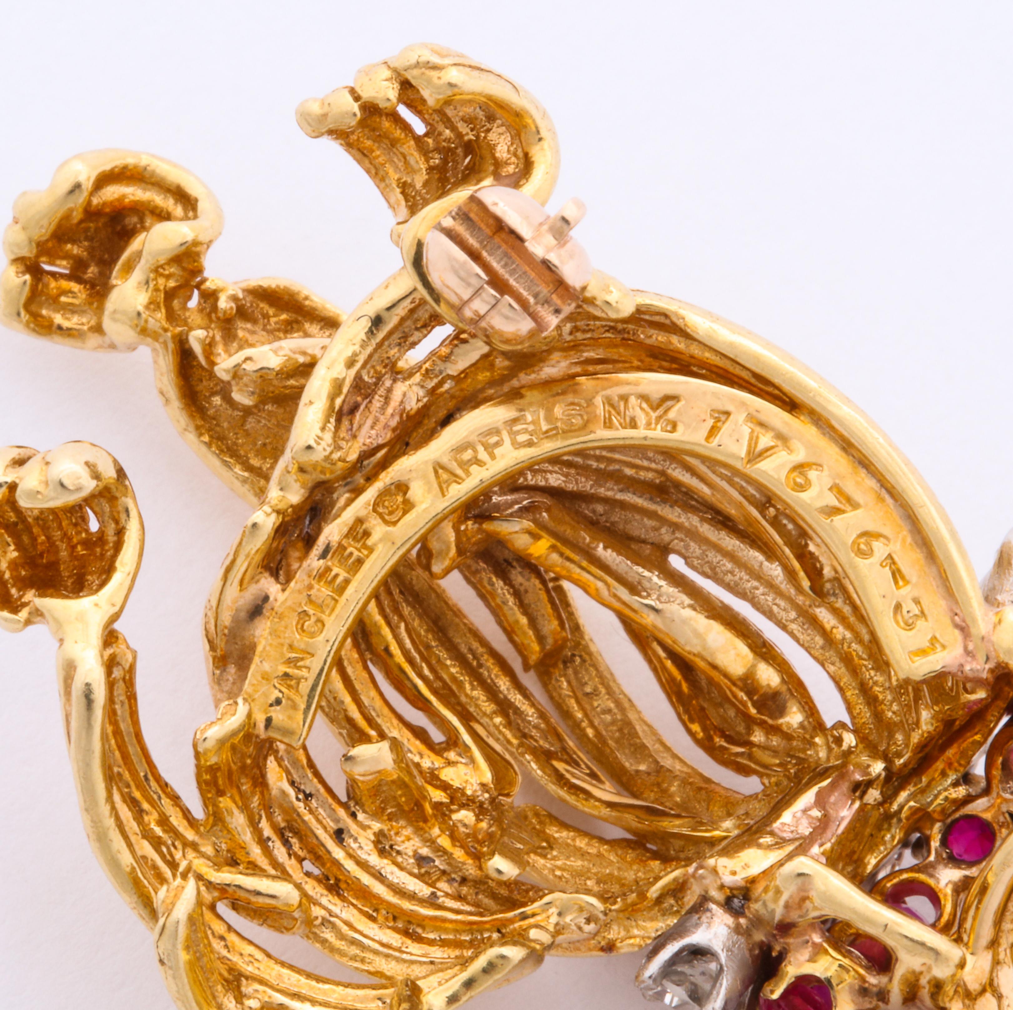 Van Cleef and Arpels Ruby Diamond Gold Dog Pin at 1stDibs | van cleef ...