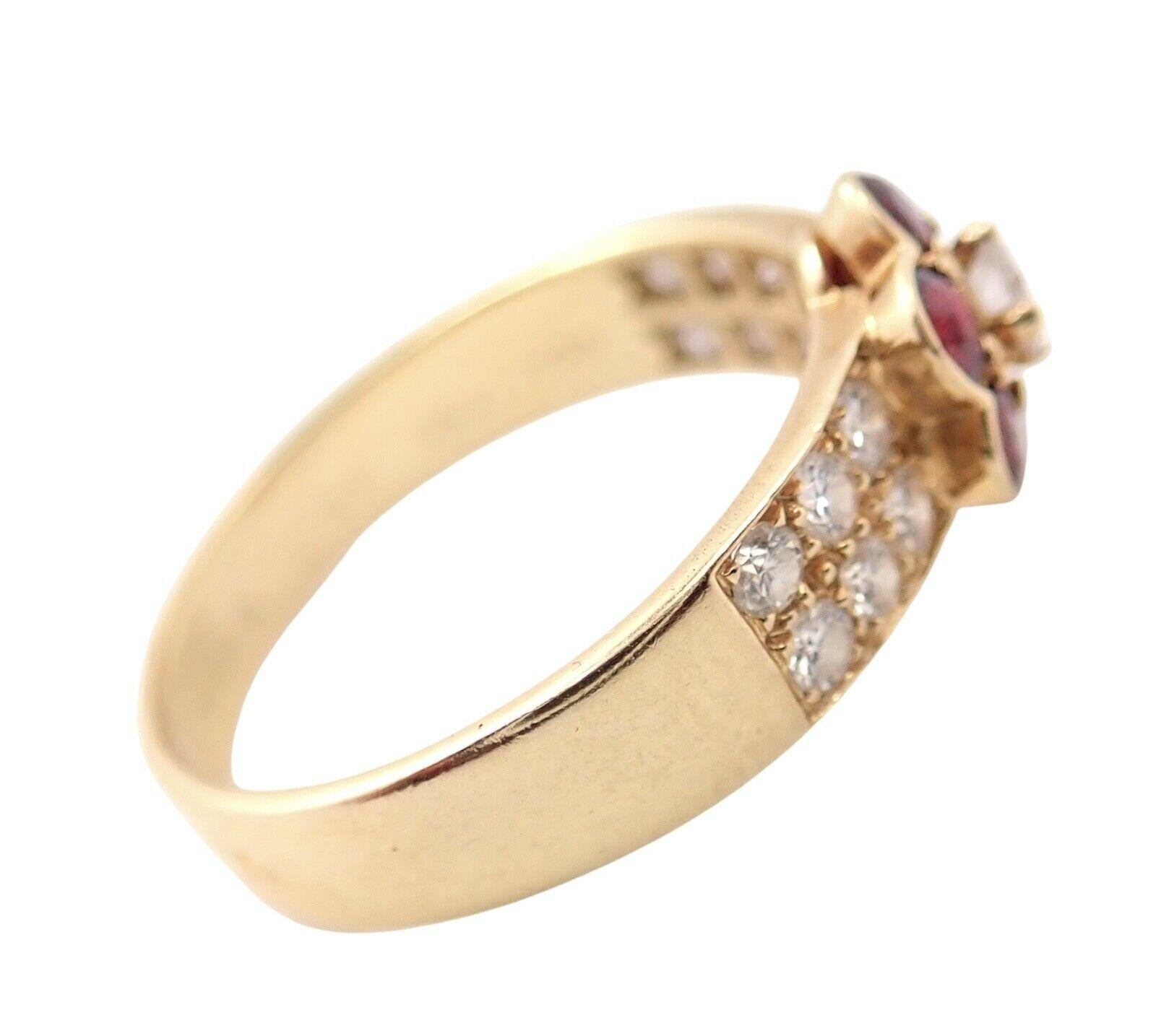 Van Cleef & Arpels Rubin-Diamant-Goldring mit Fleurette-Blumenring 5