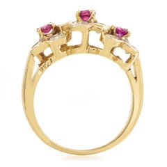 Van Cleef & Arpels Ruby Diamond Gold Floral Band Ring