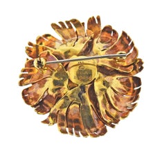 Van Cleef & Arpels Ruby Diamond Gold Flower Brooch