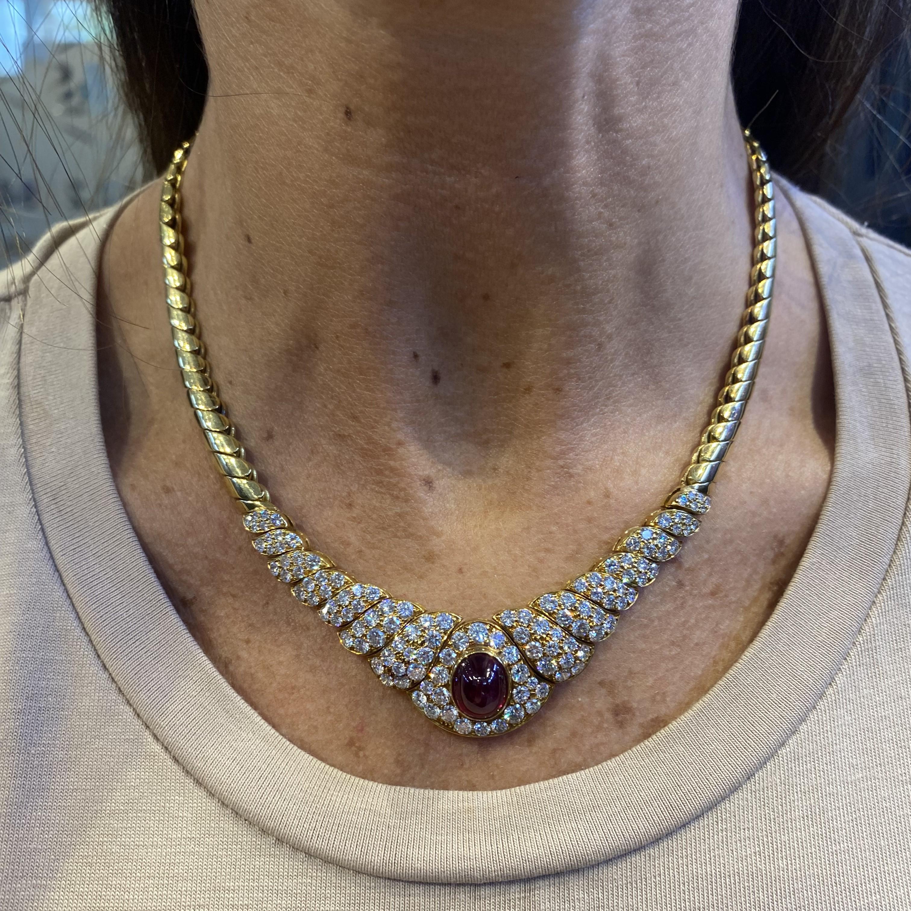 Cabochon Van Cleef & Arpels Ruby & Diamond Necklace