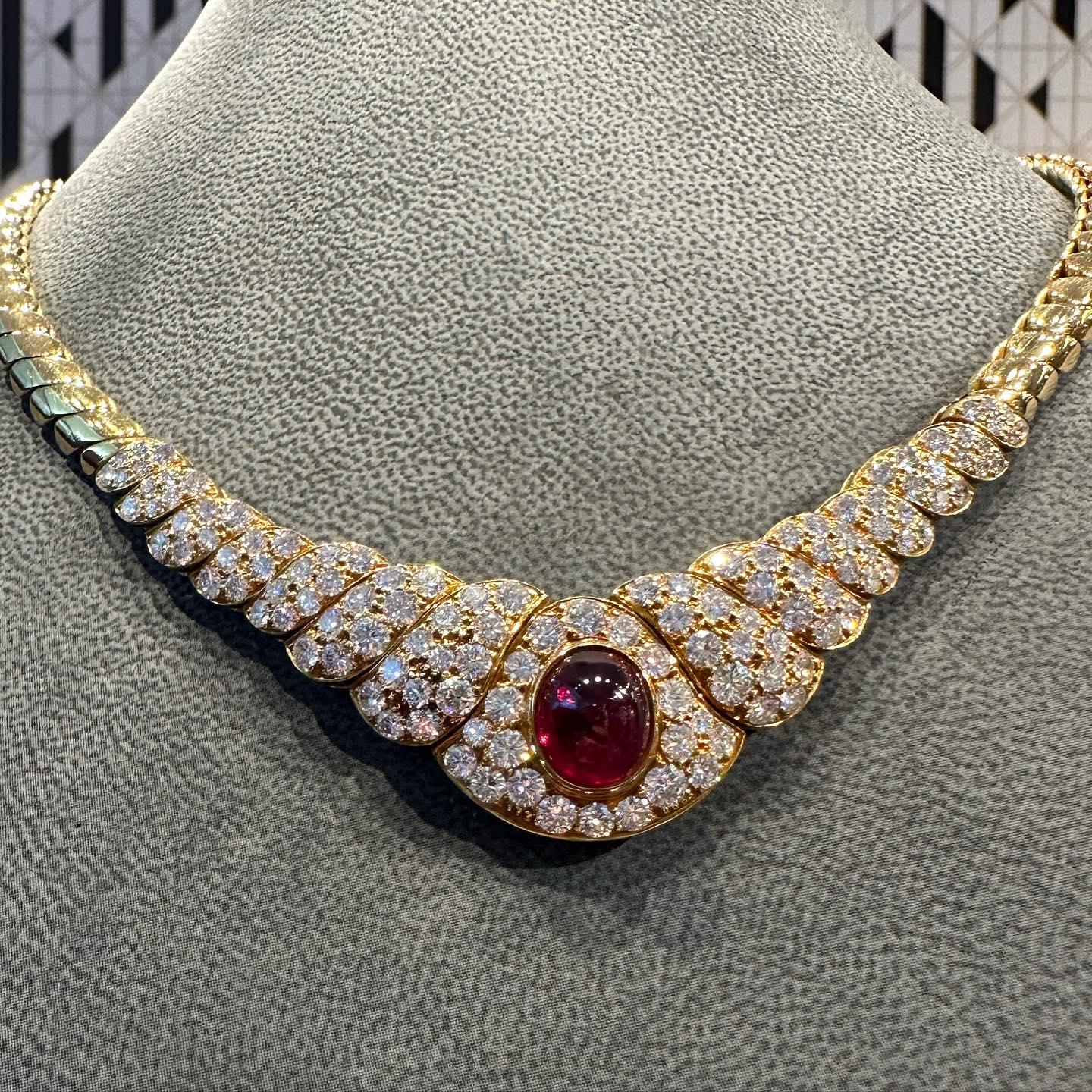 Van Cleef & Arpels Ruby & Diamond Necklace In Excellent Condition In New York, NY