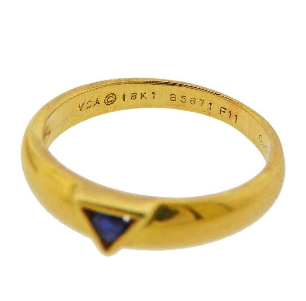Van Cleef & Arpels Ruby Diamond Sapphire Emerald Gold Stackable Ring Set In Excellent Condition In Lambertville, NJ