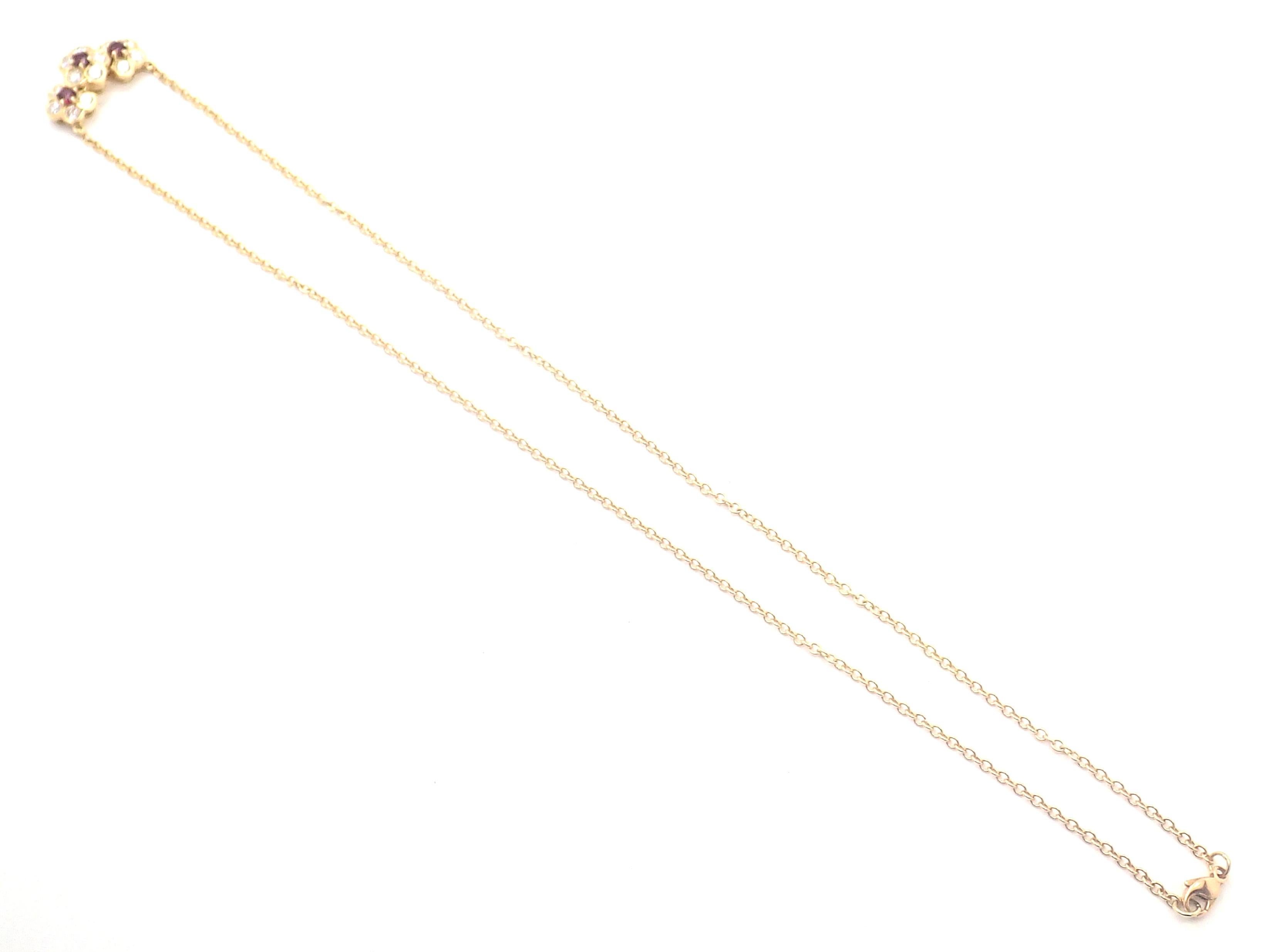 Van Cleef & Arpels Ruby Diamond Yellow Gold Fleurette Flower Pendant Necklace For Sale 1