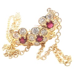 Van Cleef & Arpels Ruby Diamond Yellow Gold Fleurette Flower Pendant Necklace
