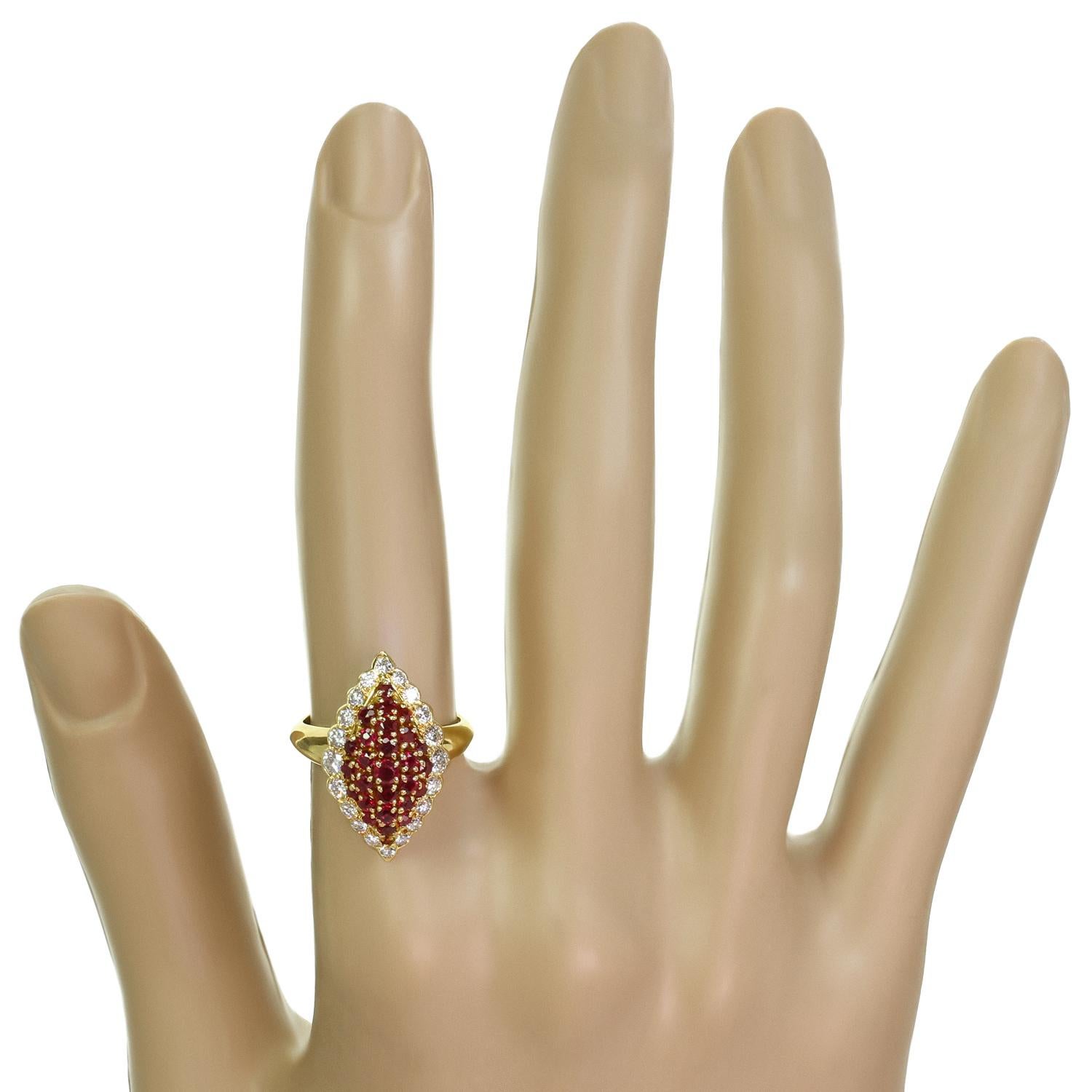 Van Cleef & Arpels Ruby Diamond Yellow Gold Marquis Ring In Excellent Condition For Sale In New York, NY