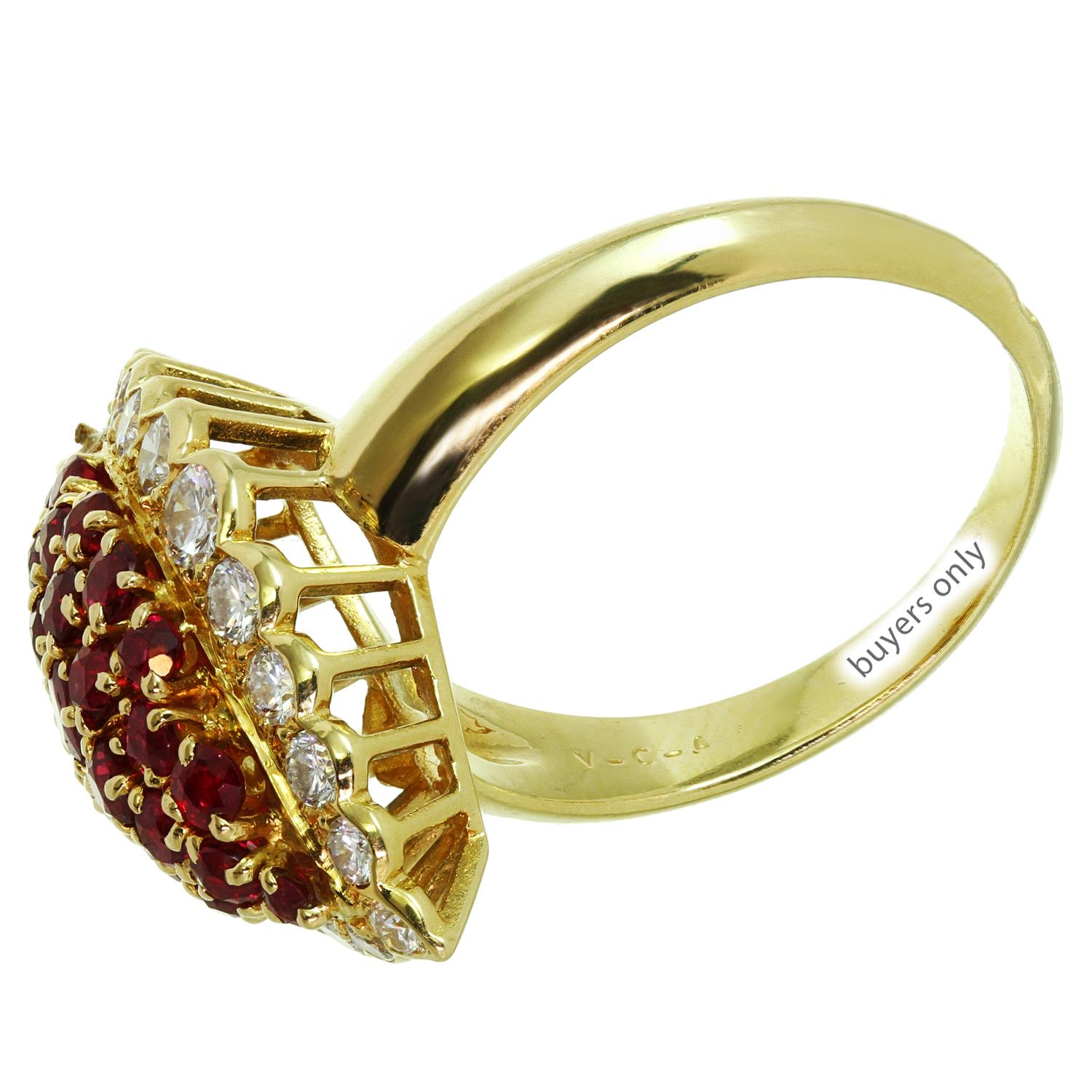 Van Cleef & Arpels Marquis-Ring aus Gelbgold mit Rubin und Diamant im Angebot 4