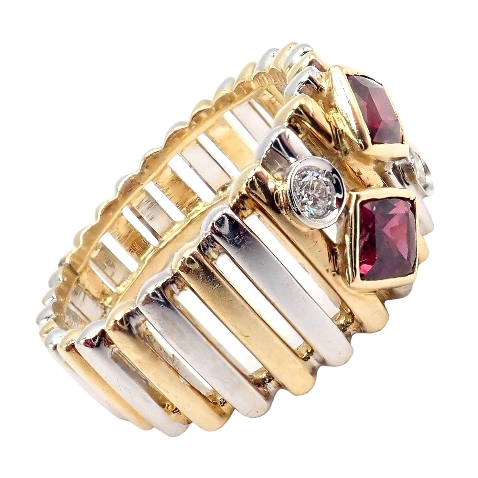 Cabochon Van Cleef & Arpels Ruby Diamond Yellow + White Gold Ring For Sale