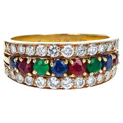 Vintage Van Cleef & Arpels Ruby, Emerald, Sapphire and Diamond Ring, 18k