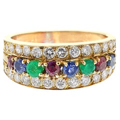 Van Cleef & Arpels Ruby Emerald Sapphire and Diamond Ring, 18k