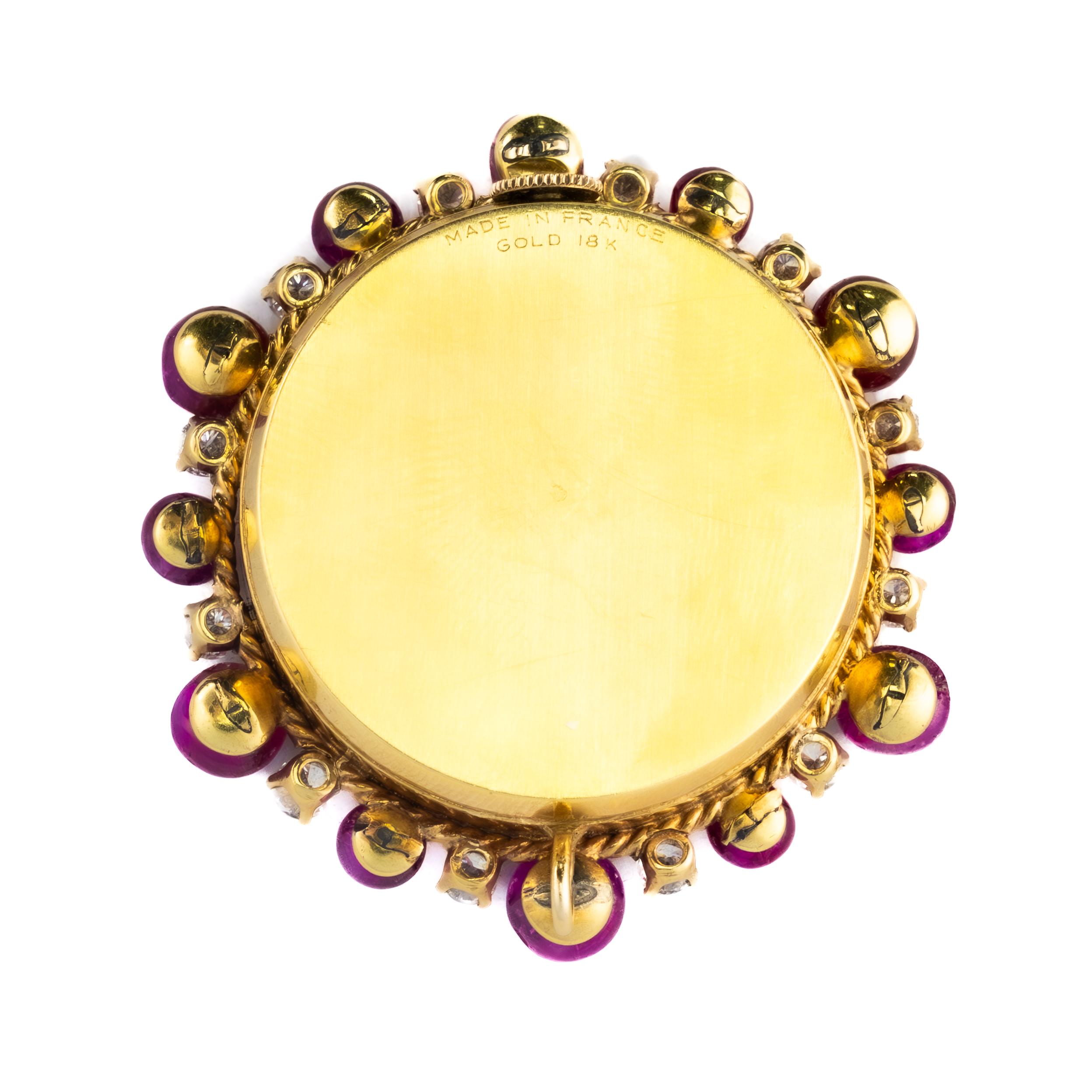Rétro Ciondolo per orologio in rubino Van Cleef & Arpels in vendita