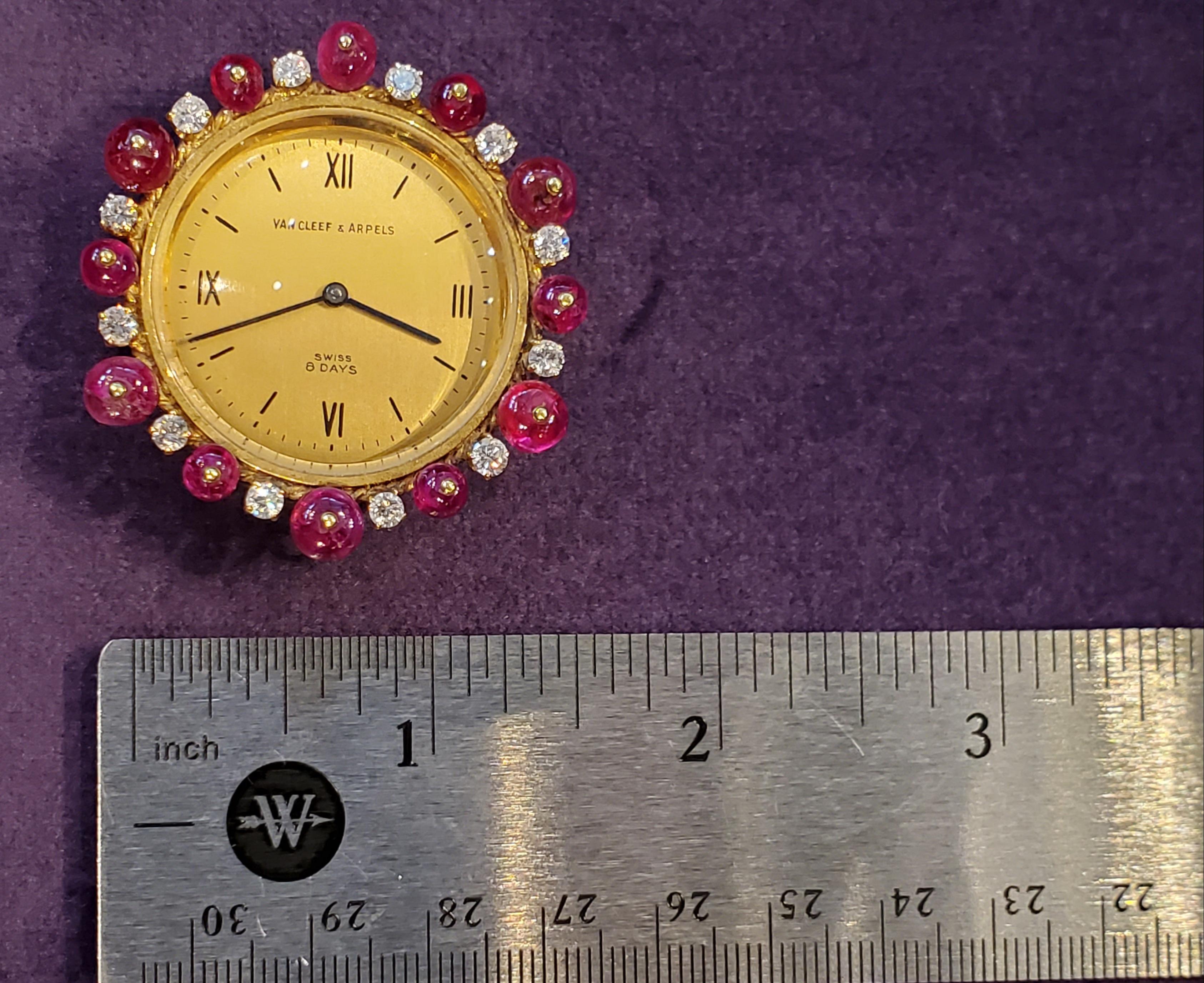 Van Cleef & Arpels Ruby Watch Pendant In Excellent Condition For Sale In New York, NY