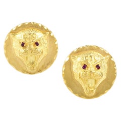 Van Cleef 
Arpels Ruby Yellow Gold Wildcat Cufflinks
