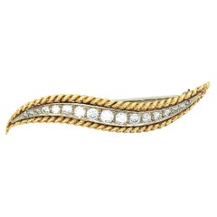 Van Cleef & Arpels S-Shaped Diamond Gold Brooch
