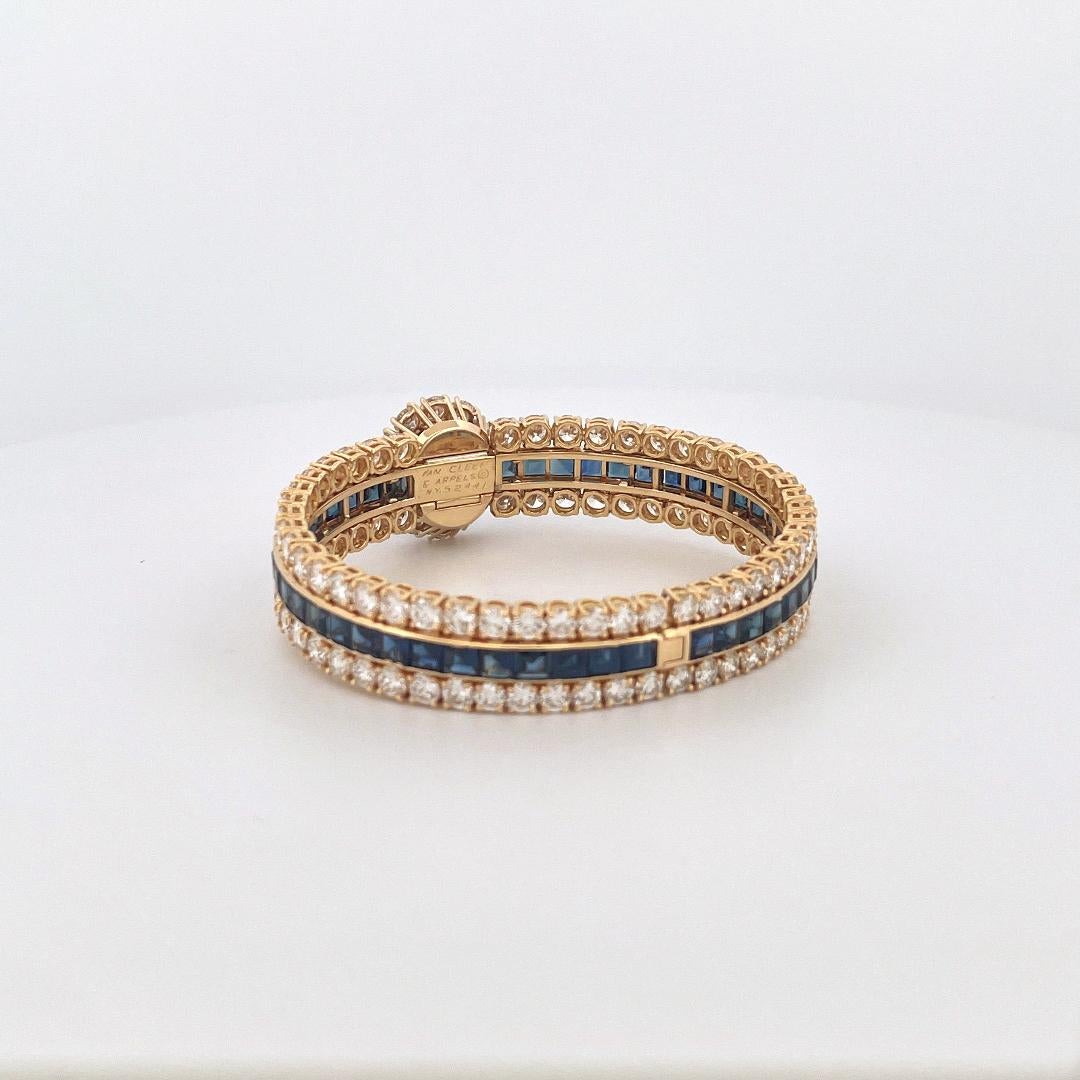 Van Cleef & Arpels Armreif aus 18 Karat Gelbgold mit Saphir und Diamant für Damen oder Herren im Angebot