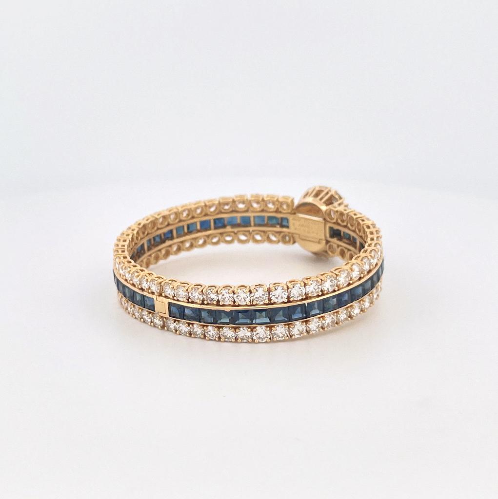 Van Cleef & Arpels Armreif aus 18 Karat Gelbgold mit Saphir und Diamant im Angebot 1