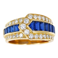 Van Cleef & Arpels Sapphire and Diamond Arrow Band Ring, 18K Yellow
