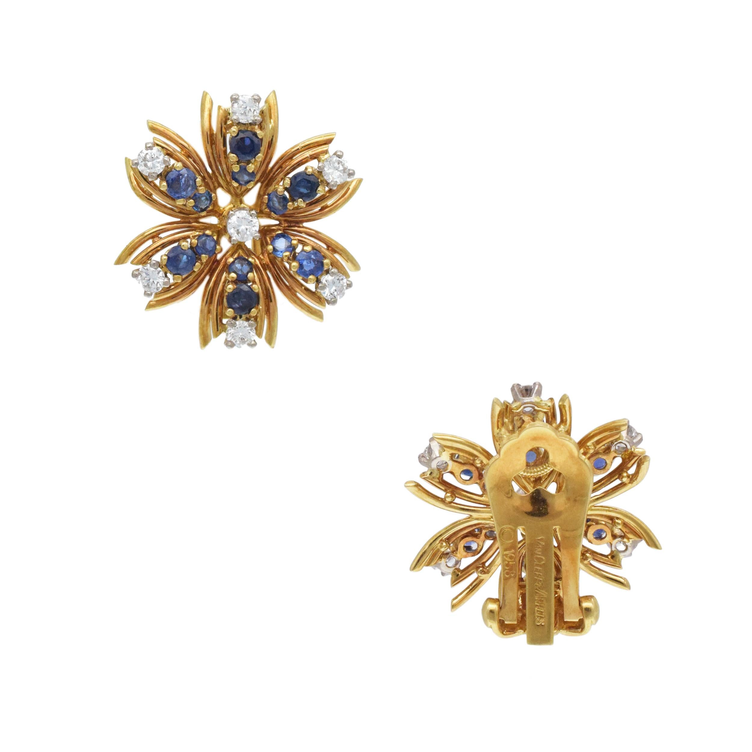 Van Cleef & Arpels Suite de boucles d'oreilles et de colliers en saphir et diamant en vente 8