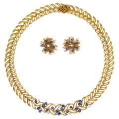 Van Cleef & Arpels Sapphire And Diamond Earring & Necklace Suite