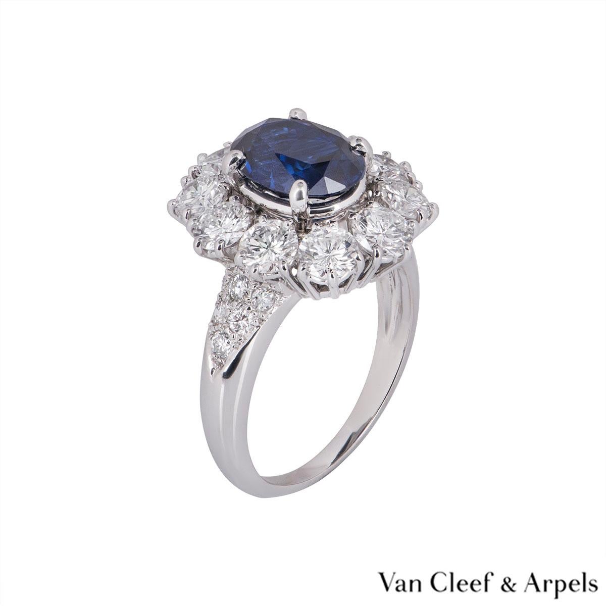 Women's Van Cleef & Arpels Sapphire and Diamond Engagement Cocktail Ring GIA Certified