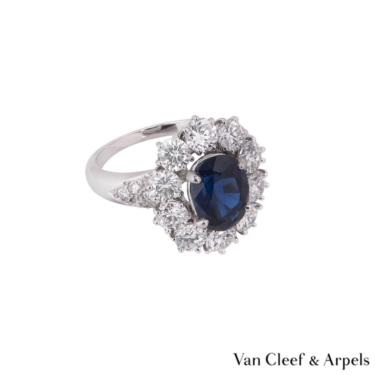 Van Cleef & Arpels Sapphire and Diamond Engagement Cocktail Ring GIA Certified 1