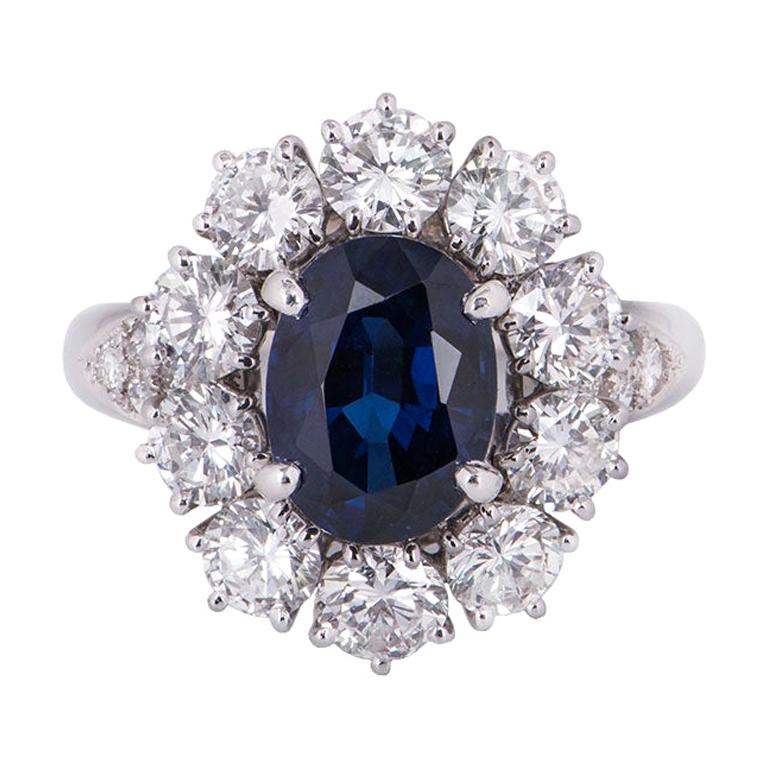 Van Cleef & Arpels Sapphire and Diamond Engagement Cocktail Ring GIA Certified