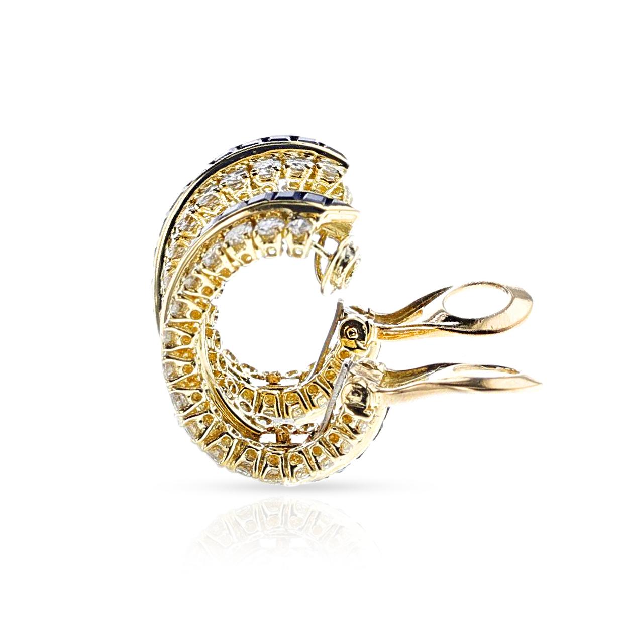 Van Cleef & Arpels Sapphire and Diamond Half Hoop Earrings, 18k For Sale 1